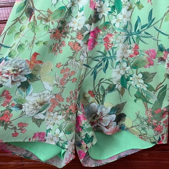 Jay Godfrey Lydia Green Floral Print Strapless Romper Shorts Size 6 Pleated - Picture 4 of 13